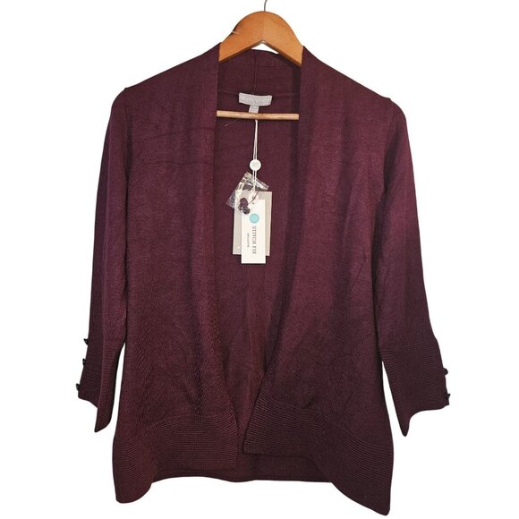 2/$35 Evolution By Cyrus Open Front Cardigan 3/4 Sleeves Accent Buttons Women XS - Picture 1 of 10